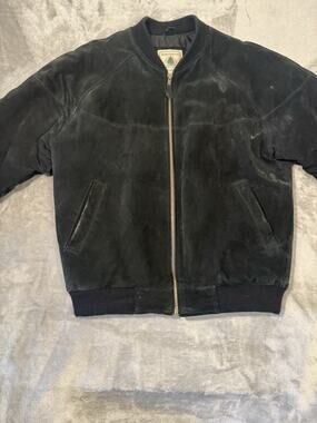 Vintage Northwest Territory Black Leather Suede Mens Bomber Jacket Sz Small